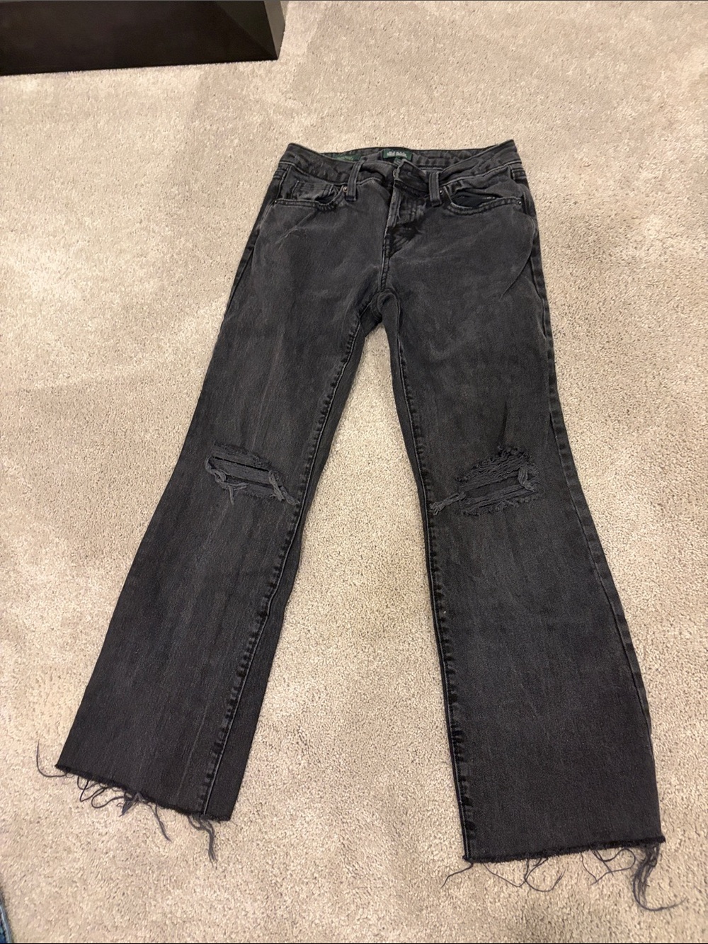 wild fable Black Distressed Wide-Leg Jeans